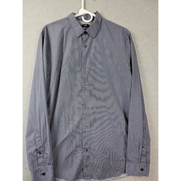 Vince 100% Cotton Blue Dot Long Sleeve Button Up Dress Shirt Men's Large - Picture 2 of 12
